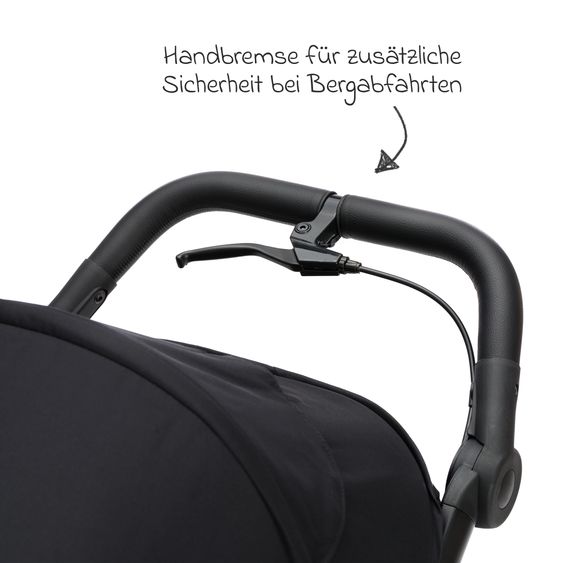 Fillikid Run jogger & pushchair with a load capacity of up to 22 kg with pneumatic wheels, articulated push bar, reclining position & handbrake - Black Melange