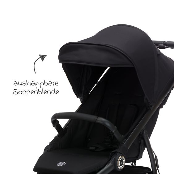 Fillikid Run jogger & pushchair with a load capacity of up to 22 kg with pneumatic wheels, articulated push bar, reclining position & handbrake - Black Melange