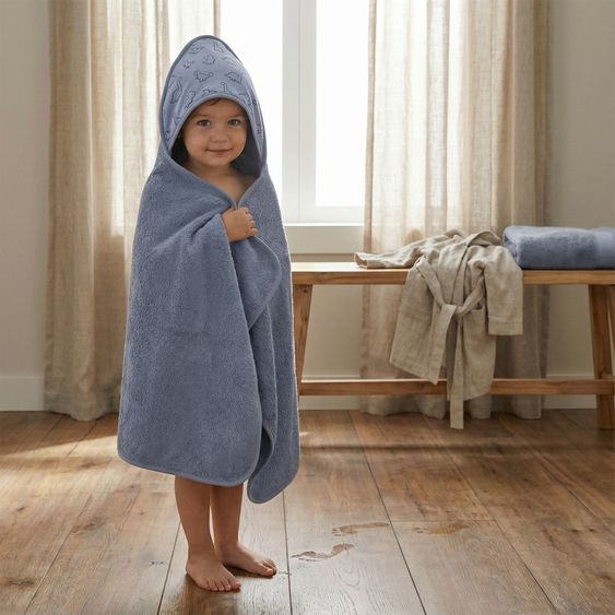 Fillikid Kapuzenbadetuch 75 x 75 cm - Dino - Blau