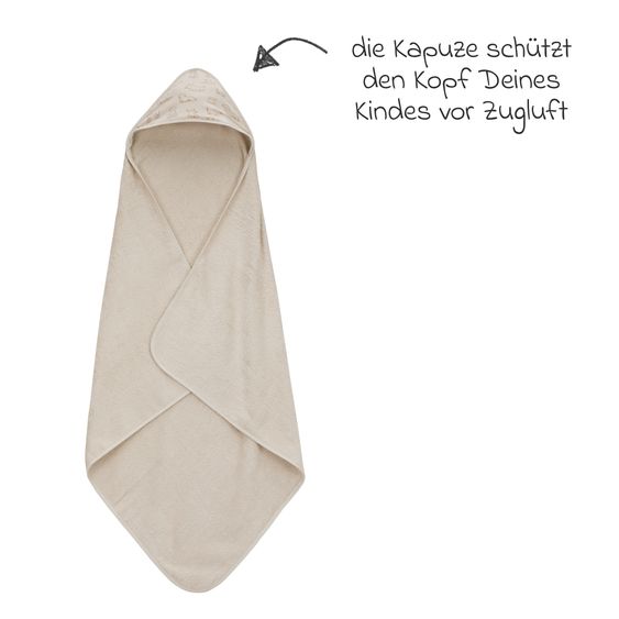 Fillikid Kapuzenbadetuch 75 x 75 cm - Hund - Beige