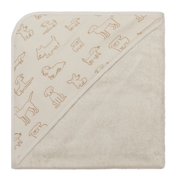 Fillikid Kapuzenbadetuch 75 x 75 cm - Hund - Beige