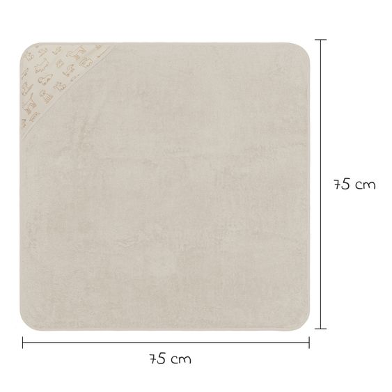 Fillikid Kapuzenbadetuch 75 x 75 cm - Hund - Beige