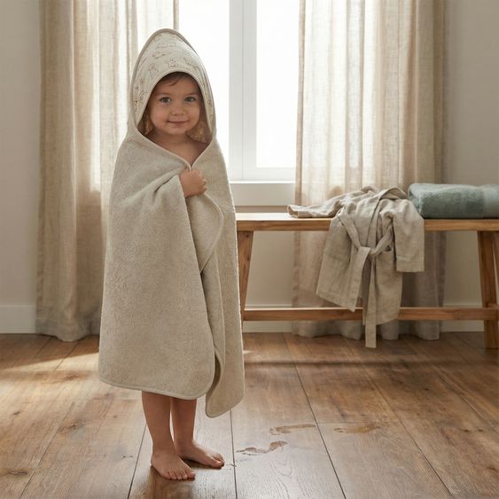 Fillikid Kapuzenbadetuch 75 x 75 cm - Hund - Beige