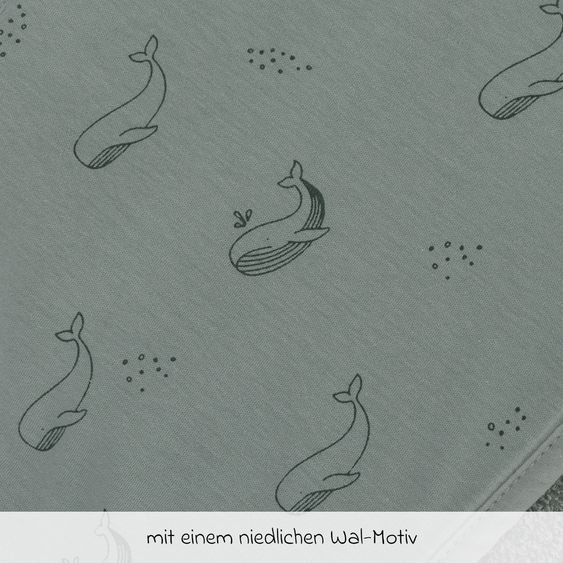 Fillikid Kapuzenbadetuch 75 x 75 - Wal - Grün