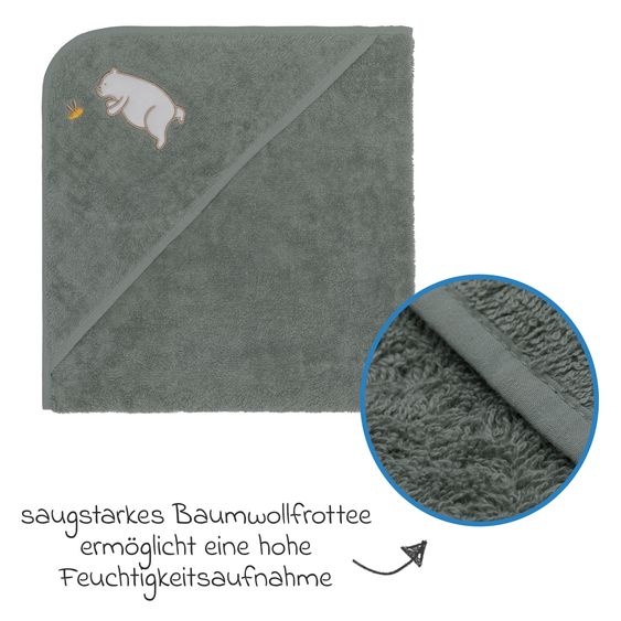 Fillikid Accappatoio con cappuccio con motivo sul cappuccio 75 x 75 cm - Verde