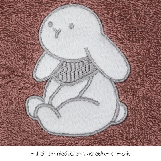 Fillikid Kapuzenbadetuch mit Motiv auf der Kapuze 75 x 75 cm - Hase - Rosa