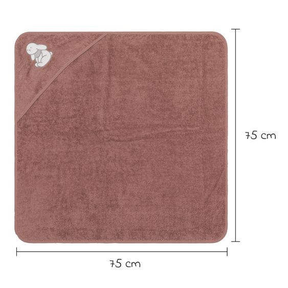 Fillikid Kapuzenbadetuch mit Motiv auf der Kapuze 75 x 75 cm - Hase - Rosa