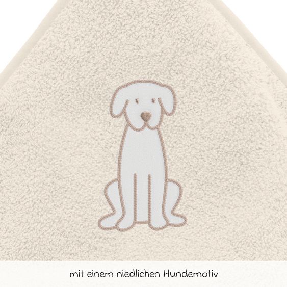 Fillikid Kapuzenbadetuch mit Motiv auf der Kapuze 75 x 75 cm - Hund - Beige