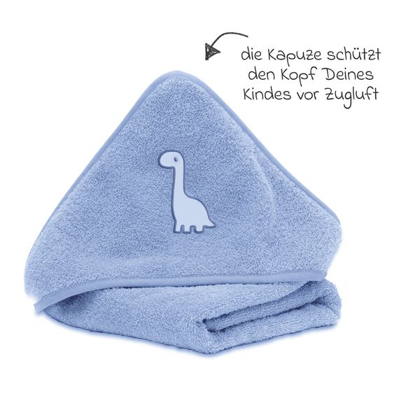 Fillikid Kapuzenbadetuch mit Motiv auf der Kapuze 75 x 75 cm - Rex - Blau
