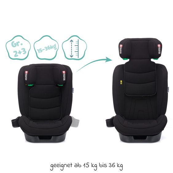 Fillikid Siège Auto Enfant Elli Pro i-Size à Partir De 3 Ans - 12 Ans (100 cm - 150 cm) avec Isofix, Porte-Gobelet, Sac De Siège Auto & Protection Rembourrée - Noir