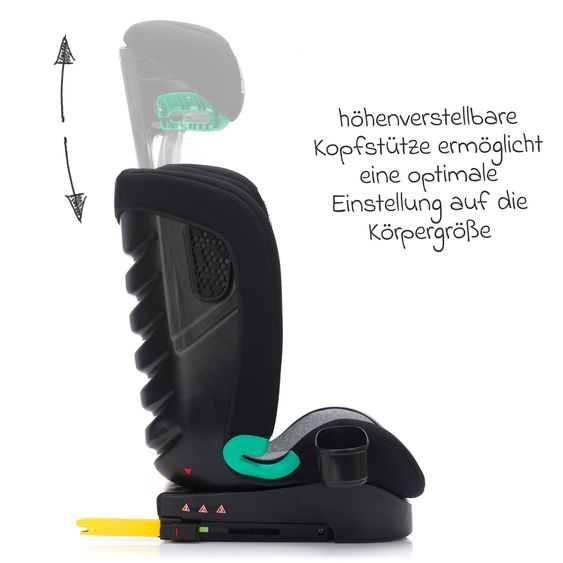 Fillikid Siège Auto Enfant Elli Pro i-Size à Partir De 3 Ans - 12 Ans (100 cm - 150 cm) avec Isofix, Porte-Gobelet, Sac De Siège Auto & Protection Rembourrée - Noir