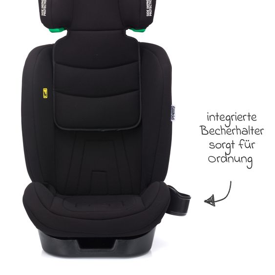 Fillikid Siège Auto Enfant Elli Pro i-Size à Partir De 3 Ans - 12 Ans (100 cm - 150 cm) avec Isofix, Porte-Gobelet, Sac De Siège Auto & Protection Rembourrée - Noir