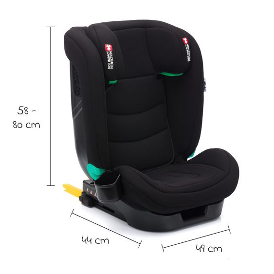 Fillikid Elli Pro i-Size child seat from 3 years - 12 years (100 cm - 150 cm) with Isofix & cup holder - black