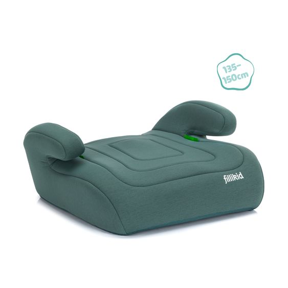 Fillikid Kindersitz Lea i-Size R129 ab 3 Jahre - 12 Jahre (100 cm - 150 cm) ohne Isofix mit Gurtbefestigung nur 4 kg inkl. Auto-Sitztasche - Grün