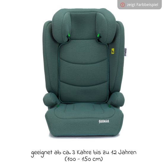 Fillikid Seggiolino per bambini Lea i-Size R129 da 3 anni a 12 anni (100 cm - 150 cm) senza Isofix con fissaggio a cintura solo 4 kg incl. borsa per seggiolino auto - Nero