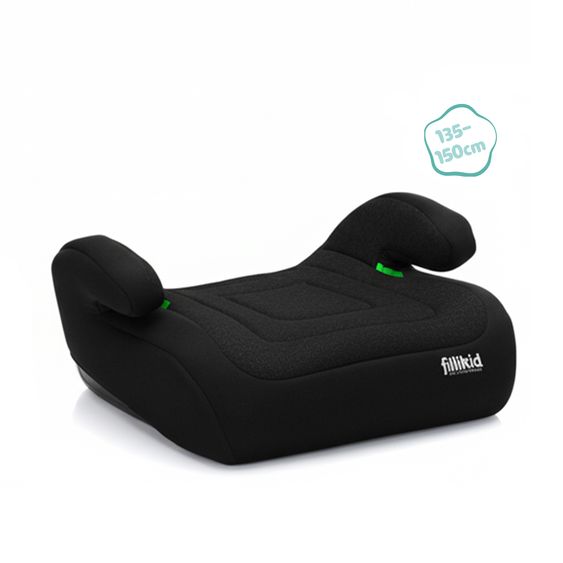 Fillikid Seggiolino auto Lea i-Size R129 da 3 anni - 12 anni (100 cm - 150 cm) senza Isofix con fissaggio a cintura solo 4 kg incl. protezione imbottita - Nero