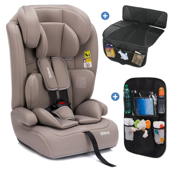 Fillikid Seggiolino auto Oli i-Size 9 Mesi - 12 Anni (76 cm - 150 cm) incl. Borsa per Seggiolino Auto & Protezione Imbottita - Naturale