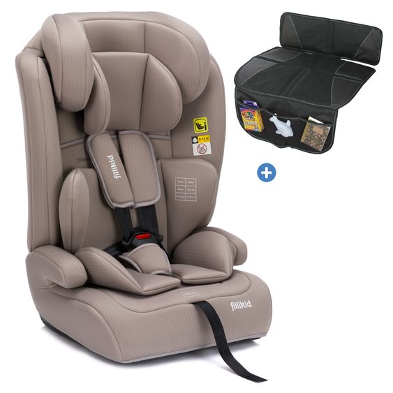 Fillikid Seggiolino auto Oli i-Size 9 Mesi - 12 Anni (76 cm - 150 cm) incl. Protezione Imbottita - Naturale