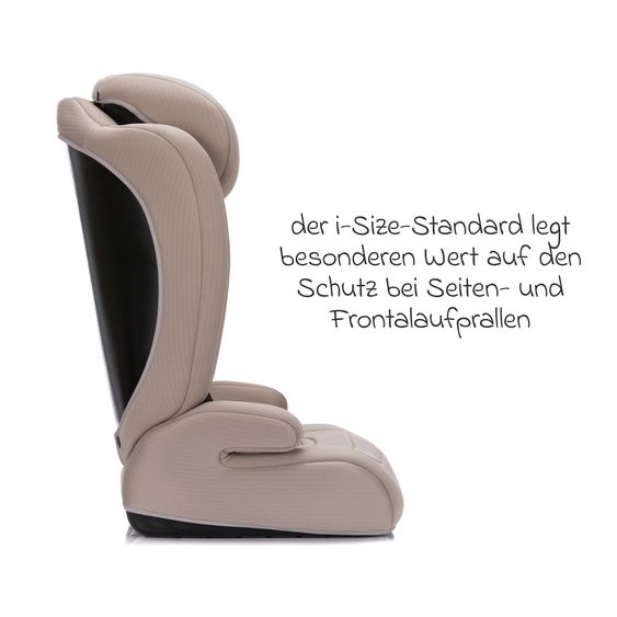 Fillikid Seggiolino auto Oli i-Size 9 Mesi - 12 Anni (76 cm - 150 cm) incl. Protezione Imbottita - Naturale