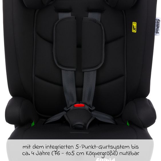 Fillikid Seggiolino auto Oli i-Size 9 Mesi - 12 Anni (76 cm - 150 cm) incl. Protezione Imbottita - Nero
