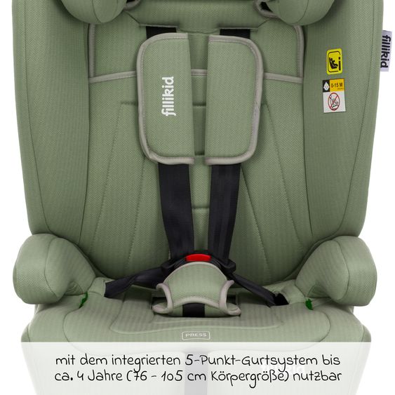 Fillikid Kindersitz Oli i-Size ab 9 Monate - 12 Jahre (76 cm - 150 cm) ohne Isofix mit Gurtbefestigung - Mint