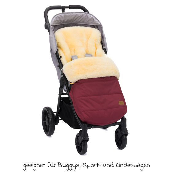 Fillikid Lammfell-Fußsack Bernina für Buggy, Sport- und Kinderwagen - Bordeaux Natur
