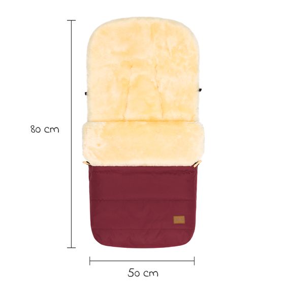 Fillikid Lammfell-Fußsack Bernina für Buggy, Sport- und Kinderwagen - Bordeaux Natur