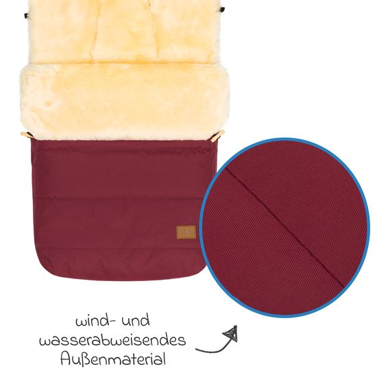 Fillikid Lammfell-Fußsack Bernina für Buggy, Sport- und Kinderwagen - Bordeaux Natur
