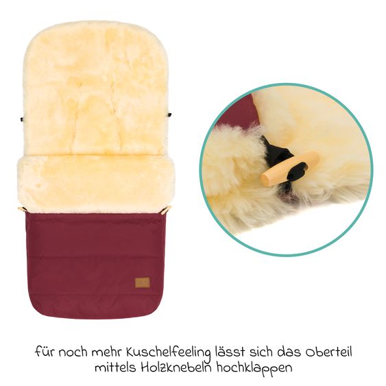 Fillikid Lammfell-Fußsack Bernina für Buggy, Sport- und Kinderwagen - Bordeaux Natur