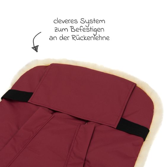 Fillikid Lammfell-Fußsack Bernina für Buggy, Sport- und Kinderwagen - Bordeaux Natur