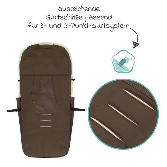Fillikid Sheepskin Footmuff Bernina for buggy, sport and stroller - Braun