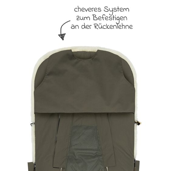 Fillikid Sheepskin Footmuff Bernina for buggy, sport and stroller - Olive