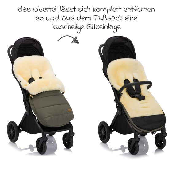 Fillikid Sheepskin Footmuff Bernina for buggy, sport and stroller - Olive
