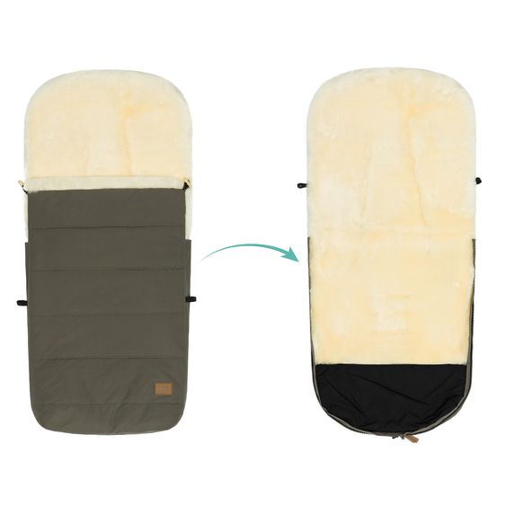 Fillikid Sheepskin Footmuff Bernina for buggy, sport and stroller - Olive