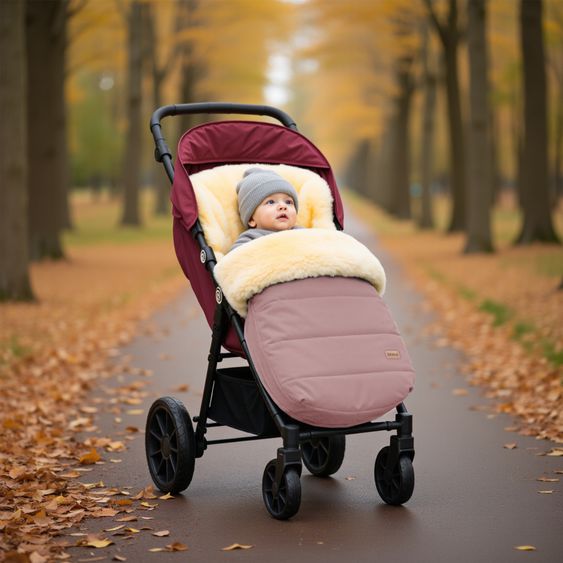 Fillikid Lammfell-Fußsack Bernina für Buggy, Sport- und Kinderwagen - Rosa