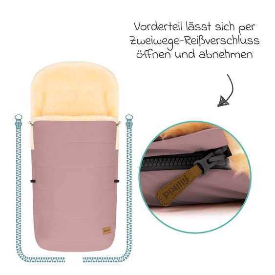 Fillikid Lammfell-Fußsack Bernina für Buggy, Sport- und Kinderwagen - Rosa