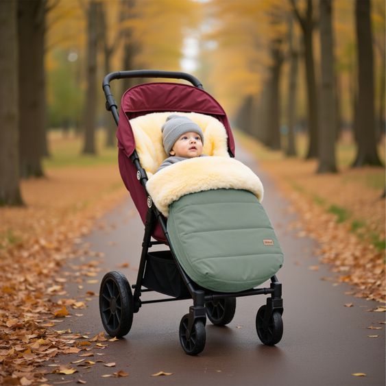 Fillikid Lammfell-Fußsack Bernina für Buggy, Sport- und Kinderwagen - Salbei