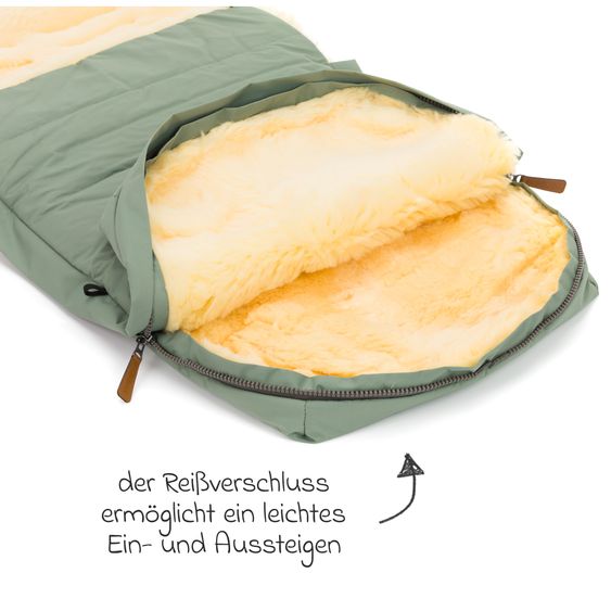 Fillikid Lammfell-Fußsack Bernina für Buggy, Sport- und Kinderwagen - Salbei