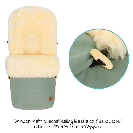 Fillikid Lammfell-Fußsack Bernina für Buggy, Sport- und Kinderwagen - Salbei