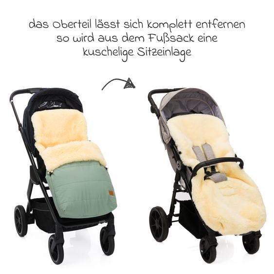 Fillikid Lammfell-Fußsack Bernina für Buggy, Sport- und Kinderwagen - Salbei