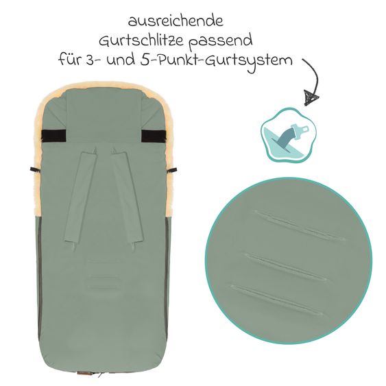 Fillikid Lammfell-Fußsack Bernina für Buggy, Sport- und Kinderwagen - Salbei