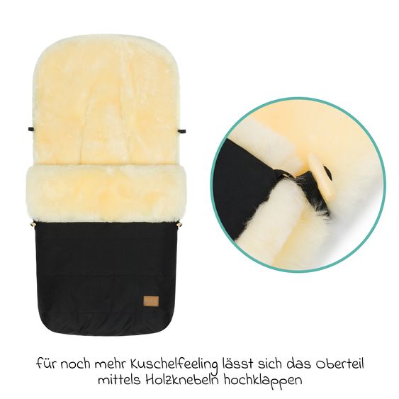 Fillikid Sheepskin Footmuff Bernina for buggy, sport and stroller - Black