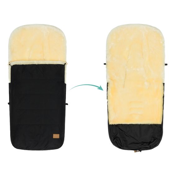 Fillikid Sheepskin Footmuff Bernina for buggy, sport and stroller - Black
