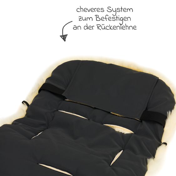 Fillikid Sacco a Pelo in Lana d'Agnello Bernina Reflect per Passeggino Leggero, Sportivo e Seggiolino auto - Nero