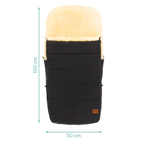 Fillikid Sacco a Pelo in Lana d'Agnello Bernina Reflect per Passeggino Leggero, Sportivo e Seggiolino auto - Nero