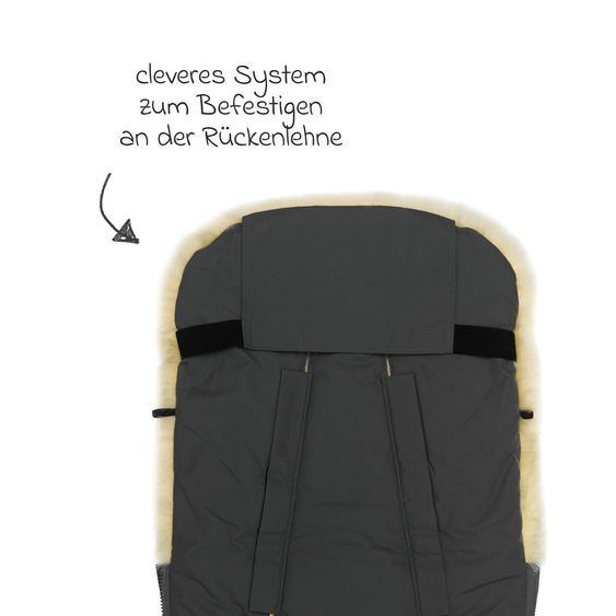 Fillikid Lammfell-Fußsack Bernina Reflect mit reflektierendem Außenmaterial für Buggy, Sport- und Kinderwagen - Silber