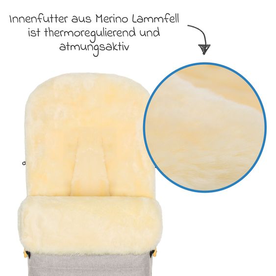 Fillikid Lammfell-Fußsack Bernina Style für Buggy, Sport- und Kinderwagen - Champagner