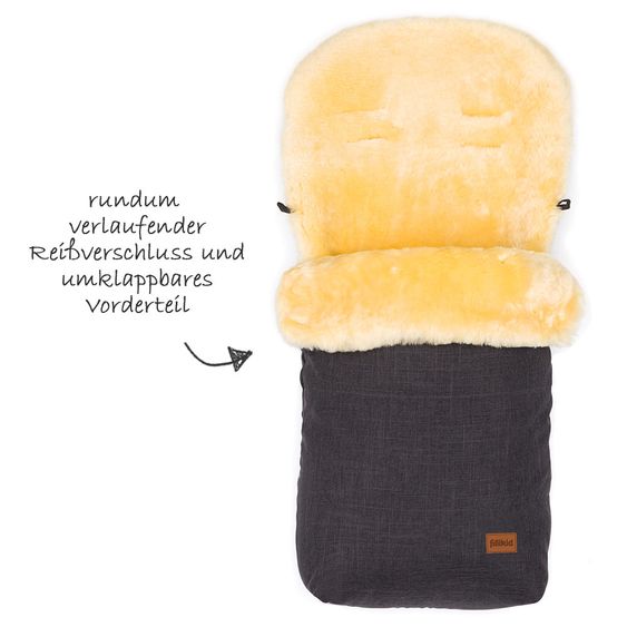 Fillikid Lammfell-Fußsack Brünn - Melange Dunkelgrau