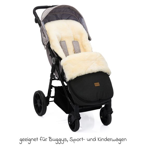 Fillikid Lammfell-Fußsack Makalu Style für Buggy, Sport- und Kinderwagen - Ebenholz