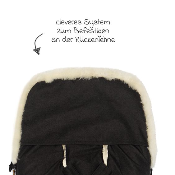 Fillikid Lammfell-Fußsack Makalu Style für Buggy, Sport- und Kinderwagen - Ebenholz